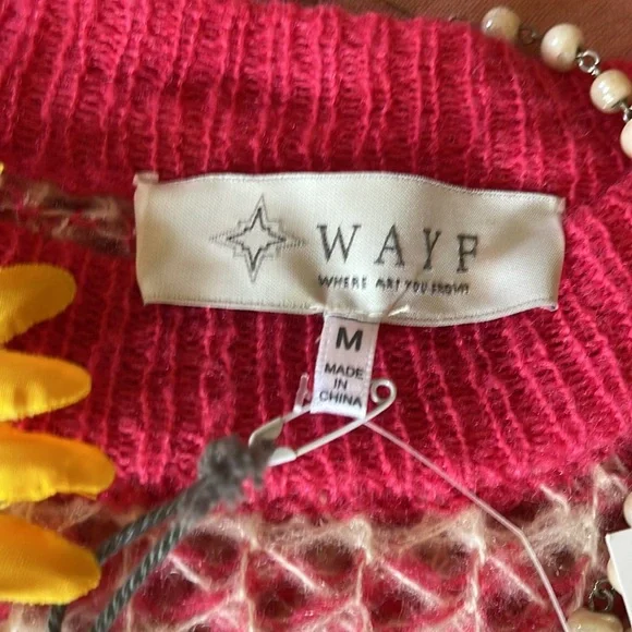 🌺 WAYF; Brand New with Tags! Nordstrom Pink & Cream Striped Weave Sweater Sz. - Picture 5 of 10